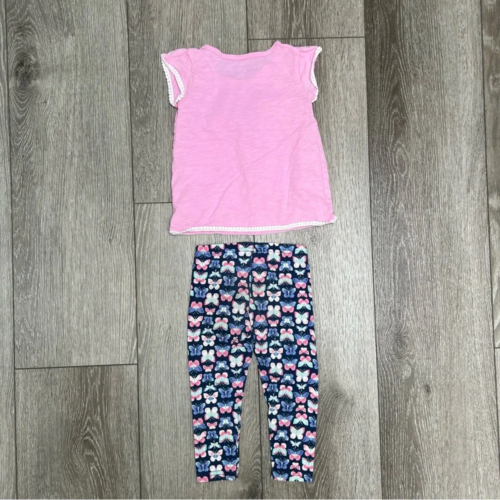 CARTERS 2PC SHORT SLEEVE SHIRT AND LEGGINGS OUTFIT BUTTERFLY 24MO